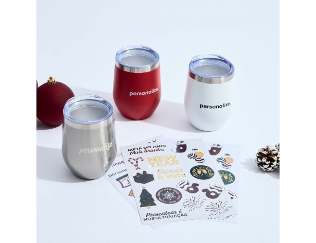 Copo Térmico com Cartela de Adesivos Personalizado