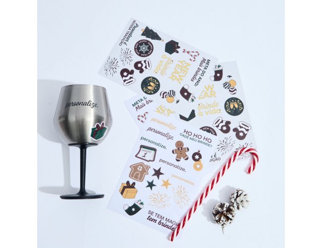 Taça tipo Stanley com Cartela de Adesivos Personalizado