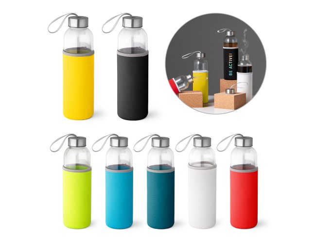 Squeeze em vidro e tampa em a�o inox com al�a 520 mL