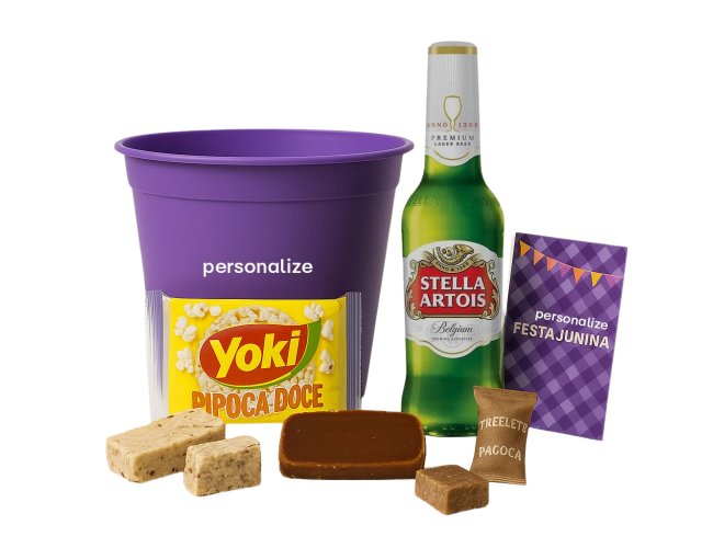 KIT JUNINO PERSONALIZADO NO BALDE DE PIPOCA | BRINDE CORPORATIVO